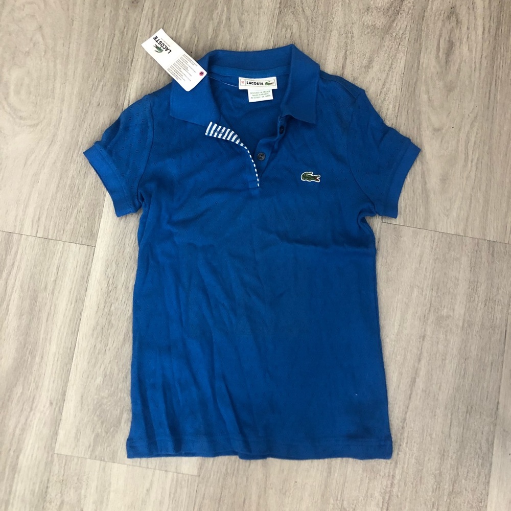 NWT Lacoste boy polo shirt, Sz 10 but runs small